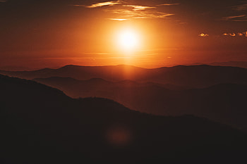 Nature, Sunset, Sky, Sun, Dark, Hills HD wallpaper