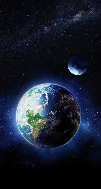 Earth and Moon . earth, earth, space HD phone wallpaper