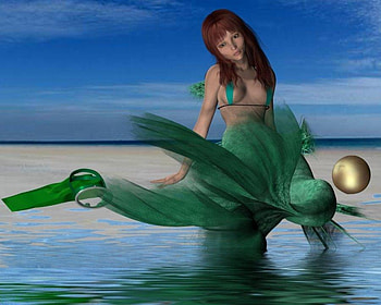 Mermaid, abstrat, fantasy, gree, sky, water HD wallpaper
