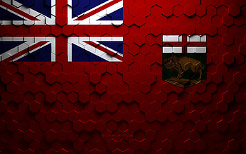Flag of Manitoba, honeycomb art, Manitoba hexagons flag, Manitoba, 3d hexagons art, Manitoba flag HD wallpaper