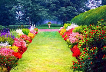 Lovely park, relax, spring, walk, serenity, nice, quiet, painting, trees, pleasant, calm, art, garden, beautiful, grass, park, summer, rest, pretty, alley, nature, flowers, lovely HD wallpaper