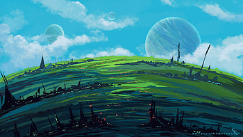 Round Landscape, landscape, artist, artwork, digital-art, deviantart HD wallpaper