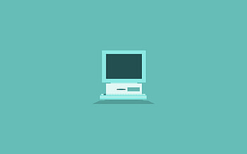 old computer, , blue backgrounds, minimal, creative, computer minimalism HD wallpaper