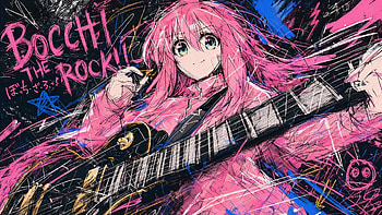 Bocchi the Rock! — Electric Pink Guitar Riot, Anime Girl, Pink Hair, Electric Guitar HD wallpaper