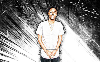 Lil George, grunge art, american rapper, music stars, american celebrity, white abstract rays, Lil George HD wallpaper