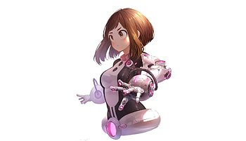 Ochako Uraraka, armour suit, anime girl HD wallpaper