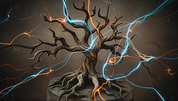 : Stormbound Tree of Electric Veins, Tree, Bonsai, Lightning HD wallpaper