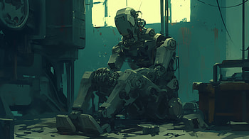 Solitude in Steel, Sci Fi, sad, robot, technology, futuristic HD wallpaper