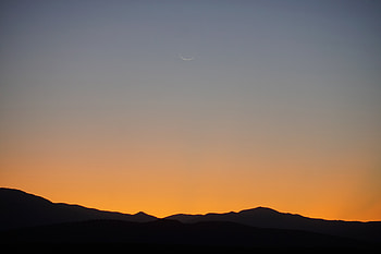 Moon, Nature, Sunset, Mountains, Twilight, Dark, Dusk HD wallpaper