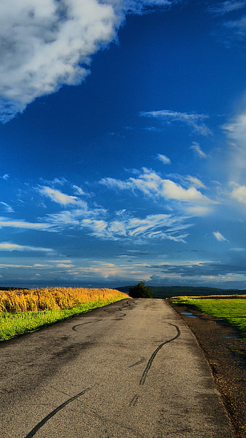 Beautiful Road and Blue Sky, blue sky, beautiful road, nature HD phone wallpaper