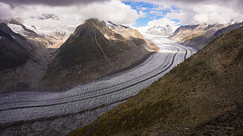 Black Clouds Over The Glacier, black, clouds, glacier, mountains, sky, nature HD wallpaper