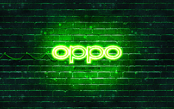 Oppo green logo, , green brickwall, Oppo logo, brands, Oppo neon logo, Oppo HD wallpaper