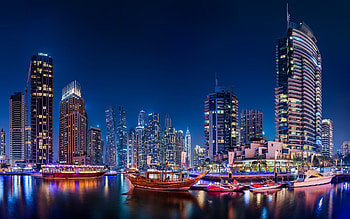 Dubai, night, skyscrapers, Dubai Marina, modern buildings, Dubai cityscape, UAE HD wallpaper