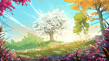 White Bloosom, forest, fantasy, art HD wallpaper