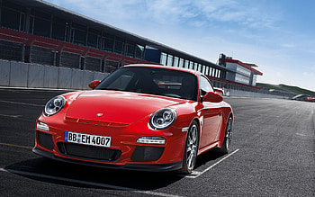 Red Porsche 911, Start line, Fast car, Racing scene HD wallpaper