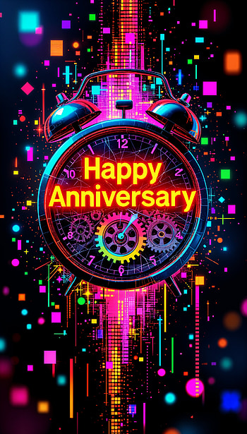Vibrant Happy Anniversary , celebration, clock, Digital Art HD phone wallpaper
