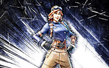 Airheart, grunge art, Fortnite Battle Royale, Fortnite characters, Airheart Skin, blue abstract rays, Fortnite, Airheart Fortnite HD wallpaper