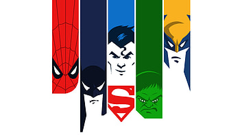 Superman Batman Hulk Spiderman Wolverine Minimalism, superheroes, minimalism, superman, batman, hulk, spiderman, wolverine, artwork, artist, digital-art HD wallpaper