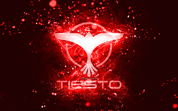 Tiesto red logo, , Dutch DJs, red neon lights, creative, red abstract background, DJ Tiesto logo, Tijs Michiel Verwest, Tiesto logo, music stars, DJ Tiesto HD wallpaper