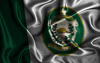 Kitchener flag, , silk wavy flags, canadian cities, Day of Kitchener, Flag of Kitchener, fabric flags, 3D art, Kitchener, cities of Canada, Kitchener 3D flag HD wallpaper