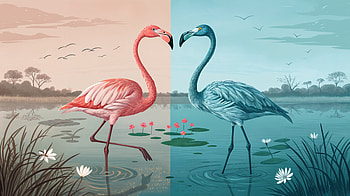 Flamingo Dual-Tone : Nature’s Elegant Contrast, flamingo, water, nature, bird, lake HD wallpaper