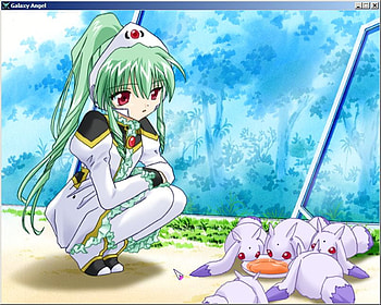 Vanilla Feeds The Pets, galaxy, vanilla, rabbits, galaxy angel, angel HD wallpaper