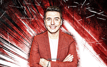 Jan Smit, grunge art, dutch singer, music stars, dutch celebrity, red abstract rays, superstars, Jan Smit HD wallpaper