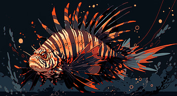 Majestic Lionfish, fish, Animal, lionfish HD wallpaper