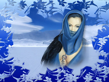 Veiled, blue, woman HD wallpaper