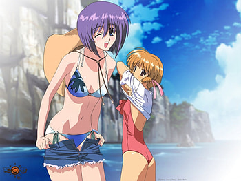 Comic Party 3, chisa, summer, anime, reiko, comic party, beach HD wallpaper