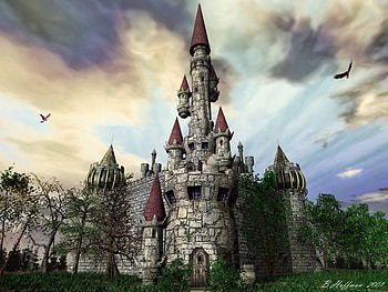 Castle Myre (3D), 3d and cg, beautiful, dark, day, 3d, light, medieval, dark art, beautiful day, castle HD wallpaper