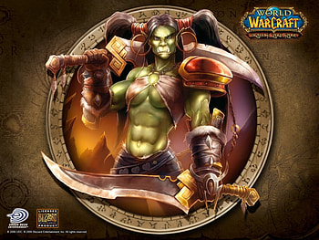WoW Female Orc, orc, swords, game, video, weapons, female HD wallpaper