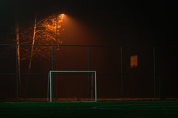 Soccer Goal Net Dark Field graphy , field, soccer, dark, graphy HD wallpaper