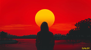 Sunset, Art, Silhouette, Loneliness HD wallpaper
