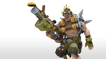 Junkrat's portrait, Vibrant backdrop, High-definition , Wasteland scenery HD wallpaper