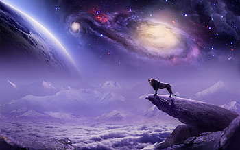 Lion roaring into space HD wallpaper