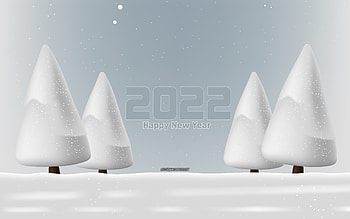 Happy New Year 2022, , winter landscape, 2022 winter background, 2022 New Year, snow, 3d winter trees, New Year 2022, winter, 2022 greeting card, 2022 concepts HD wallpaper