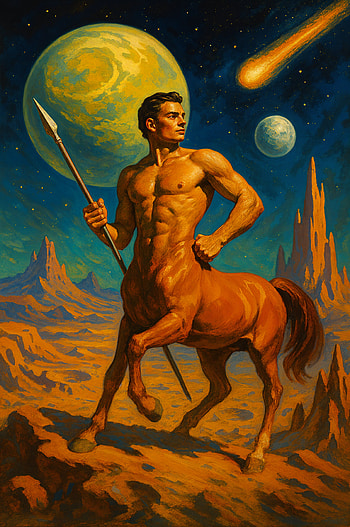 Centaur Warrior : Mythic Strength Under Alien Skies, space, desert landscape HD phone wallpaper