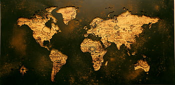 A detailed vintage map showcasing global geography with an old paper texture. HD wallpaper