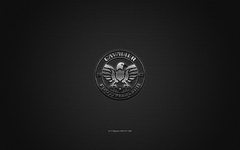 Cavalier FC, Jamaican football club, silver logo, gray carbon fiber background, National Premier League, football, Kingston, Jamaica, Cavalier FC logo HD wallpaper