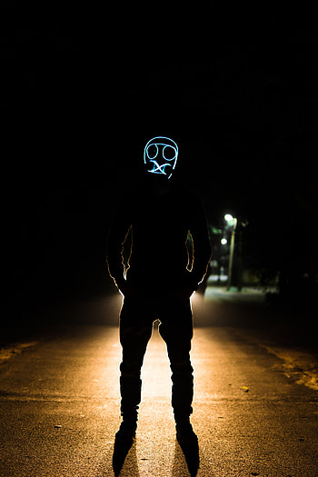 Night, Dark, Darkness, Glow, Mask, Anonymous HD phone wallpaper