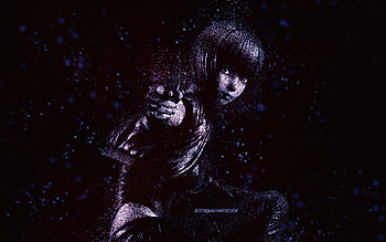 Motoko Kusanagi, Ghost in the Shell, blue glitter art, Queen Kong, anime characters, Japanese manga, Ghost in the Shel characters, Kusanagi Motoko HD wallpaper