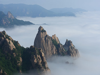 Mountains, fog, mountains range HD wallpaper