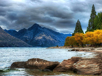 River in Mountains, river, , trees, beautiful, mountains HD wallpaper