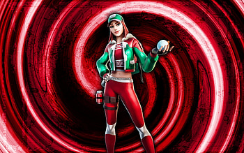 Holly Striker, red grunge background, Fortnite, vortex, Fortnite characters, Holly Striker Skin, Fortnite Battle Royale, Holly Striker Fortnite HD wallpaper
