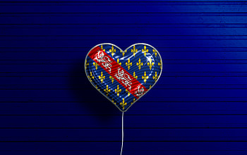 I Love La Marche, , realistic balloons, blue wooden background, Day of La Marche, french provinces, flag of La Marche, France, balloon with flag, Provinces of France, La Marche flag, La Marche HD wallpaper