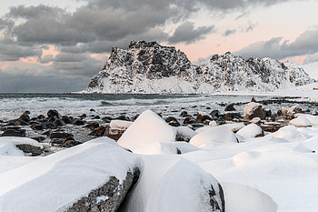 Nature, Sea, Waves, Snow, Rock, Shore, Bank HD wallpaper