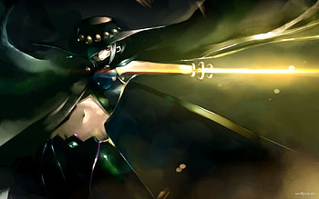 Bounty Hunter, hand blade, sword, pretty, anime anime warrior, anime fantasy, red eye girl HD wallpaper