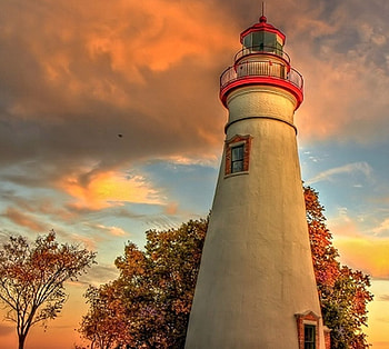 Lighthouse, Nature, Autumn, Trees HD wallpaper