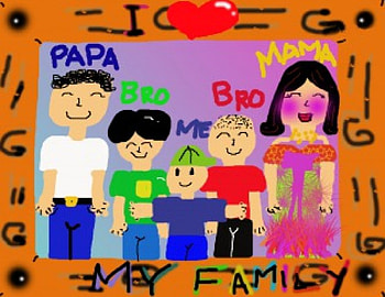 family portrait, scribble, family, love, digital painting, doodle HD wallpaper